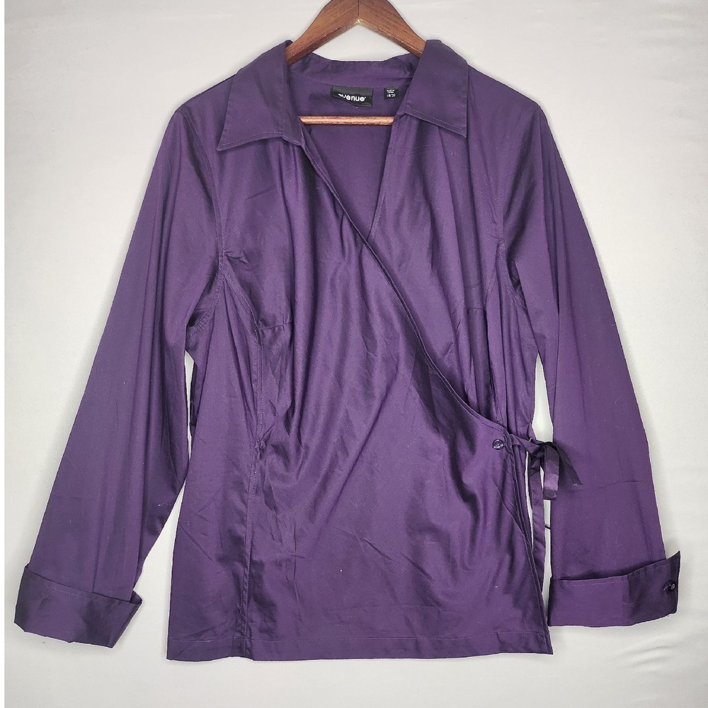 Avenue Wrap Blouse Size 18/20 Purple Three quarter‎ sleeves